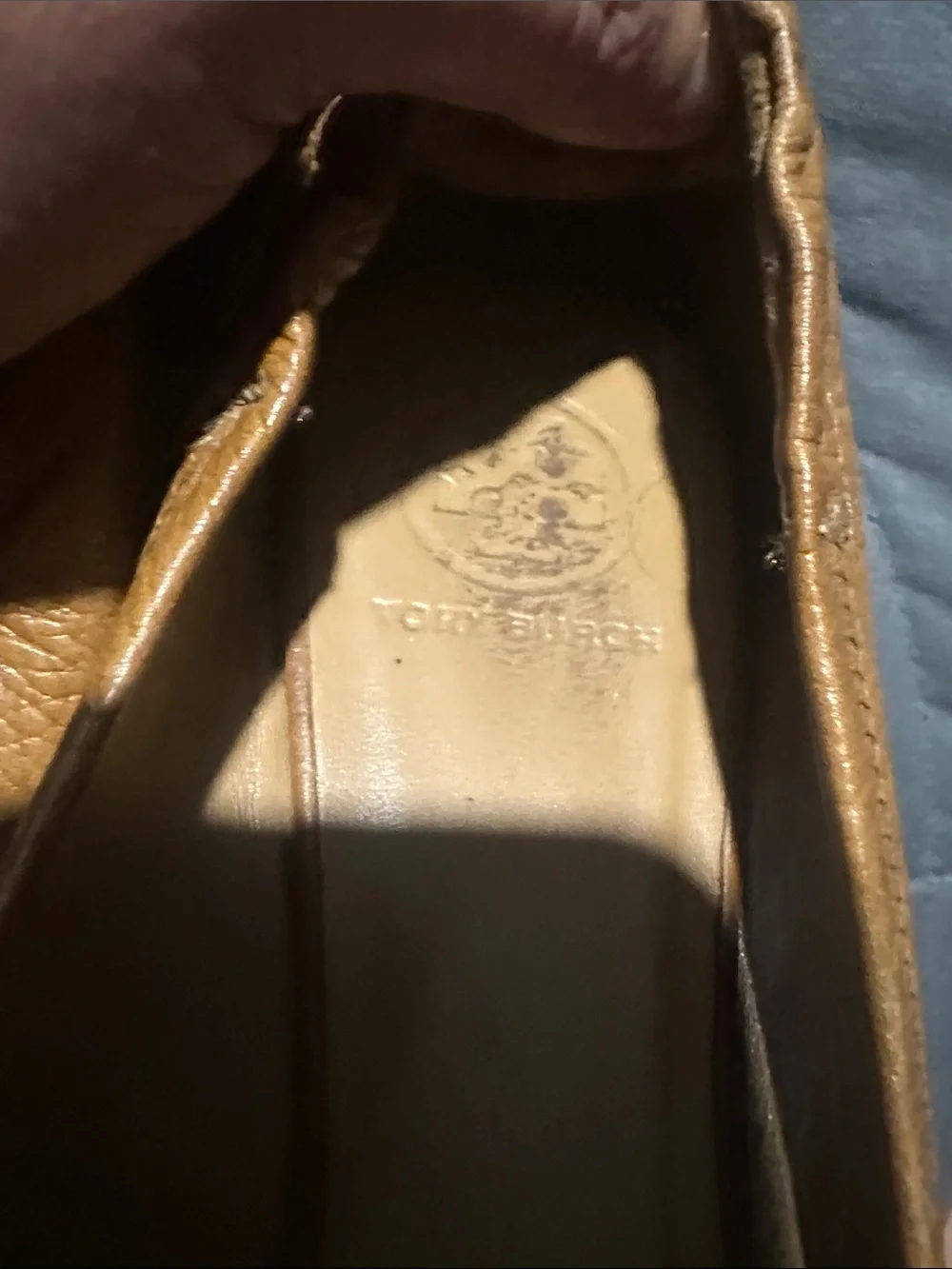 Tory Burch Cognac Leather Logo Ballet Flats